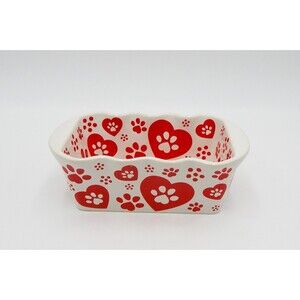 Temp-Tations By Tara Dog Paws Small Loaf Pan Red Bakeware 12 Oz Hearts Prints